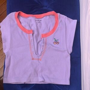 Purple and Pink  Shirt with Cherry Embroidery